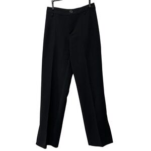 MNG Mango Wide Leg Dress Pants Women's 6 Black Center Seam‎ Slit Office